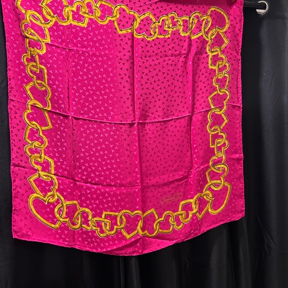 Tiffany & Co. Pink and Gold Heart Chain Silk Scarf ….Rare and Stunning!